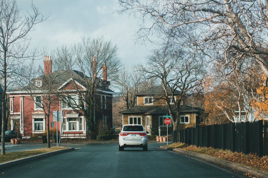 A residential street in Middleton, Wisconsin, west of Madison