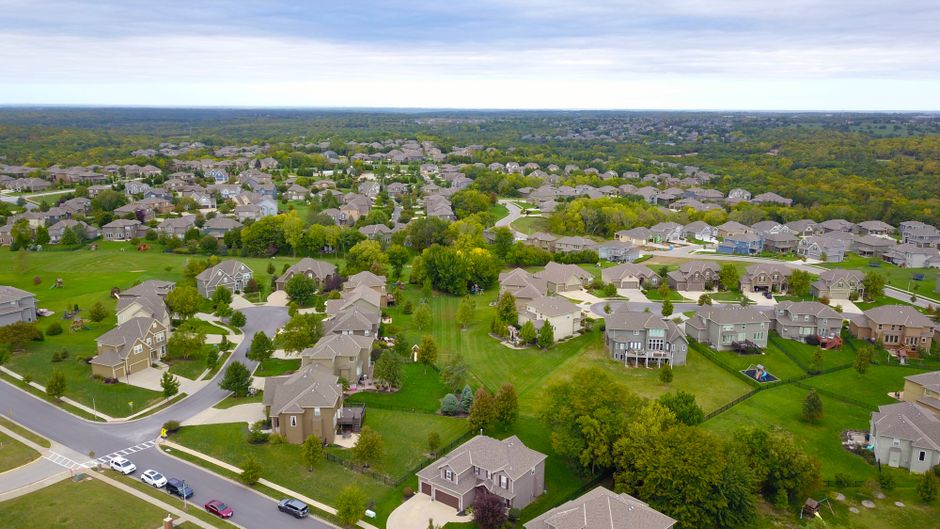 A residential subdivision street in Sun Prairie, Wisconsin